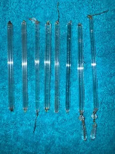 Diez prismas antiguos de lámpara de araña de paja de cristal, ocho rectos, dos torceduras, 5" - Imagen 1 de 4
