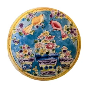 Sue Zipkin For Santa Barbara Birds Fliwers Plate Vintage 1996 Colorful Ceramic  - Imagen 1 de 9