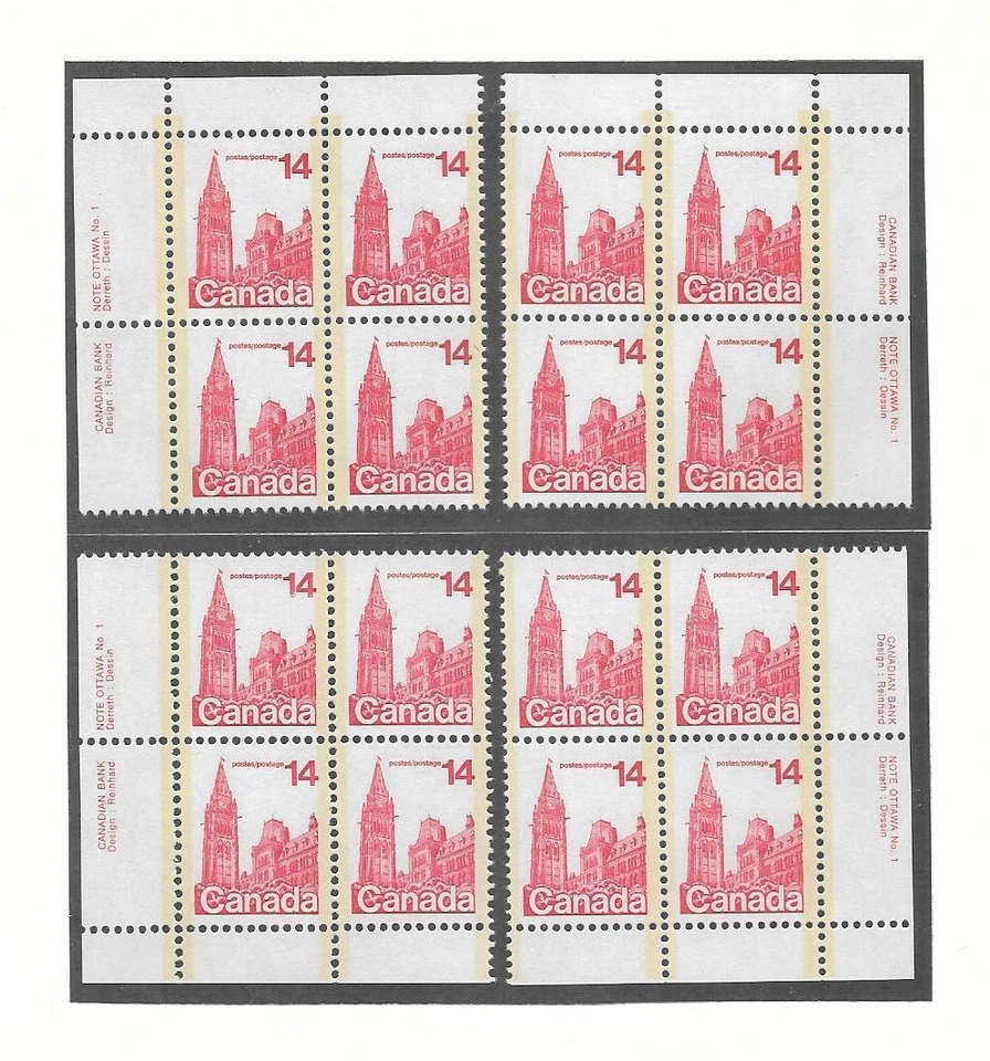 pk02302:Stamps-Canada #715 Parliament 14 cent Plate 1 Block Set - MNH - Image 1 of 1