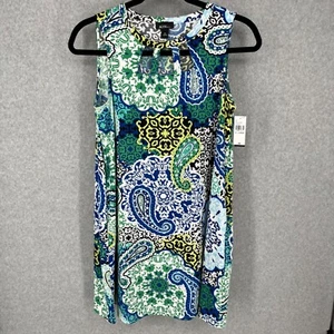 Alyx Womens Sleeveless Shift Dress Size XL Knee Length Paisley Pockets Stretch N - Picture 1 of 14