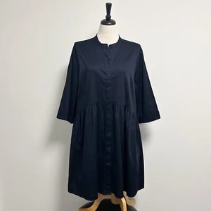 Vestido Tuckernuck Azul Marino Abotonado Manga 3/4 Camisa Real Calce Relajado XXL - Imagen 1 de 12
