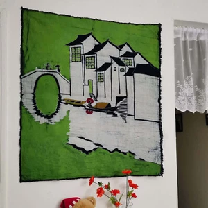 Batik Wandteppich Wandhängend, handgefärbt Batik Baumwollstoff 30x35"" - Wasserstadt - Bild 1 von 9