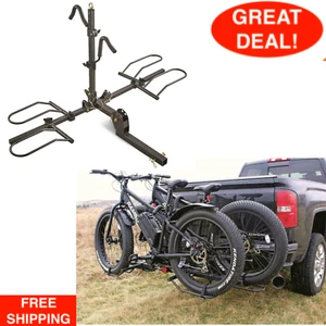 Fat Tire Bike Padded Carrier 2 Bicycles Capacity Truck SUV Hitch Bike Rack Carry - Picture 1 of 24