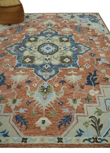 Hand Tufted 5x8ft Peach,Silver, Blue traditional design wool area rug - DD/MA301 - Picture 1 of 10