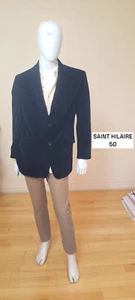 Bruno Saint Hilaire Taille 50 Veste de costume noire homme velours - Imagen 1 de 5