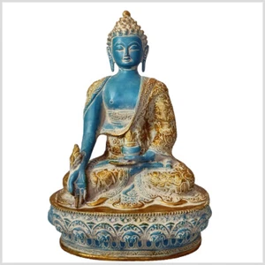 Medizinbuddha Messing blaugold 33cm 4kg Buddha der Heilung und Gesundheit - Bild 1 von 4