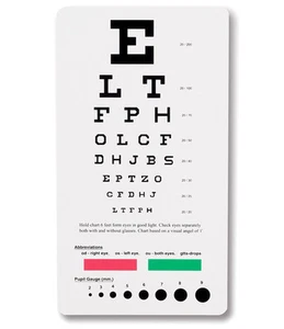 Prestige Medical Snellen Pocket Eye Chart #3909 - 18.5cm x 10cm - Picture 1 of 1
