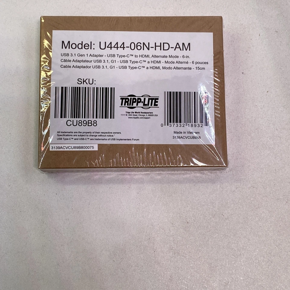 NEW Tripp Lite U444-06N-HD-AM USB C to HDMI Video Adapter Converter 4Kx2K M/F - Image 1 of 1