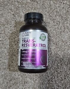90 ct Purity Labs Pure Trans-Resveratrol Supplement + Quercetin 1500mg, Vegan Su