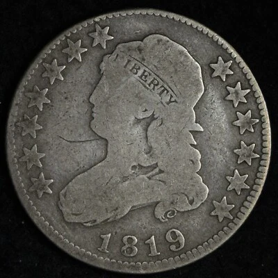 Busto tapado plata cuarto fino 1819 E316 WICCU Foto 1 de 2