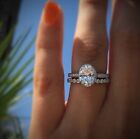 Engagement Ring Set 2.85Ct Oval Cut Simulated Diamond 14k White Gold in Size 6.5
