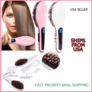 NEW Pro Straightening Iron LCD Display Electric Straight Hair Brush USA Gift - Picture 1 of 5