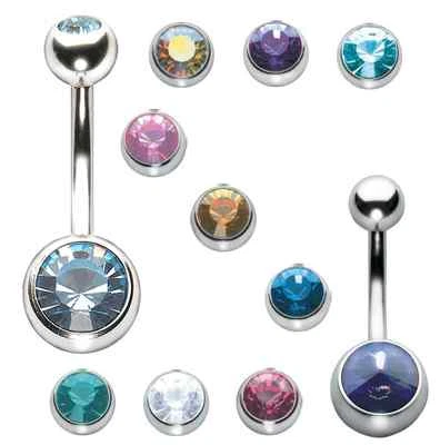 Acciaio Inox - Piercing Ombelico - Gemmata - Bottone Anello 1.6mm 8 10 12mm - Immagine 1 di 4