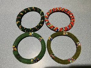 Lot 4 MULTI COLOR GLASS SEED BEAD ROLL ON BRACELET - Picture 1 of 5