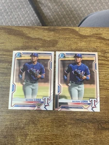 2021 Bowman Bayron Lora Chrome Lot (2) Texas Rangers - Picture 1 of 1