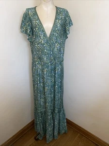 Max Studio Size XL Green Floral Hobo Tied Dress Resembles Wrap Around Dress - Picture 1 of 15