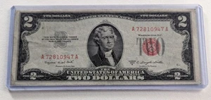 US Two Dollars, 1953 B, $2 Red Seal  - Picture 1 of 2