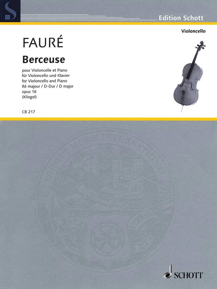Gabriel Faure Berceuse in D Major Op 16 for Cello & Piano Sheet Music Book - Image 1 of 1