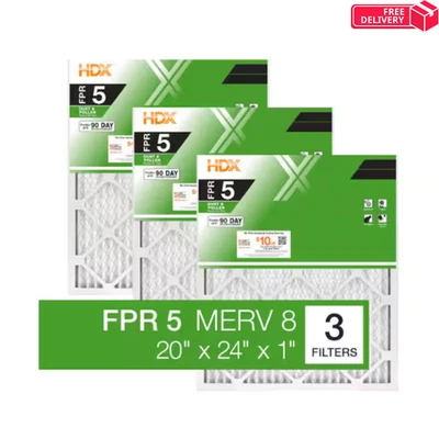 20 x 24 x 1 Standard Pleated Air Filter FPR 5, 3-Pack, Air Filters Replacement - Image 1 of 4