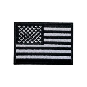 iron-on and sticker patch subdued, black and white American flag. 3.5" - Picture 1 of 5