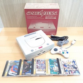 Sega Saturn Japanese white console in box with controller & 5 games tested