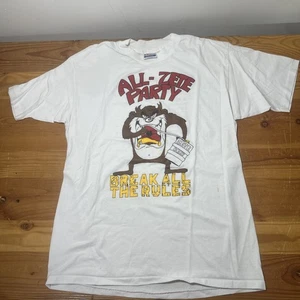 Hanes Custom Taz Looney Tunes ALL-ZETE T-shirt XL USA White Frat Bootleg - Picture 1 of 8