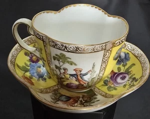 Meissen Porcelain Augustus Rex AR mark Cup & Saucer pre 1700s Superb - Picture 1 of 4