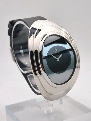 Calvin Klein CK Mound Ladies Swiss Oversized Oval Fashion Watch Black/ Silver - Image 1 of 4