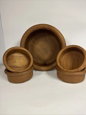 Juego de ensaladera vintage de madera de teca genuina Knobler con cucharas para servir labio Tailandia Foto 1 de 4