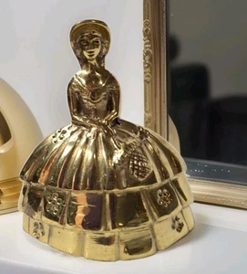 VTG Brass Southern Belle Crinoline Lady Figurine Paperweight Bell. Heavy - Picture 1 of 4