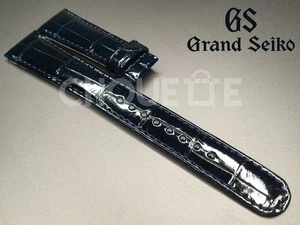OEM Grand Seiko SBGM031 / 9S66-00D0 19mm Dark Blue Crocodile Leather Strap JAPAN - Picture 1 of 8