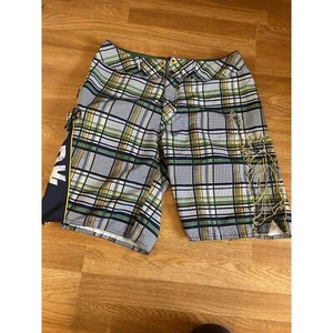 Zoo York Plaid Drawstring Cord Mens Y2K Swimming Trunks Sz 34 - Picture 1 of 8