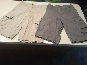 Lot 2 boy shorts 14 R Lee Dungaree urban Khaki & Gray Cargo  Adjustable Waist - Picture 1 of 6