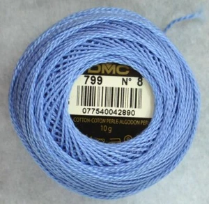 DMC Perle (Pearl) No.8 Cotton 10g Ball 80m Colour 799 MEDIUM DELFT BLUE - Imagen 1 de 1