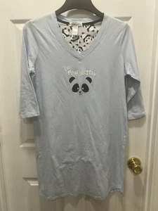 Camicia da notte Rene Rofe "Be Pandastic" 100% cotone camicia da notte blu chiaro media nuova con etichetta - Foto 1 di 11