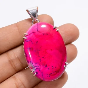Pink Dendrite Opal Gemstone Fashion Jewelry 925 Silver Pendant 1.9" ARP-4193 - Picture 1 of 3