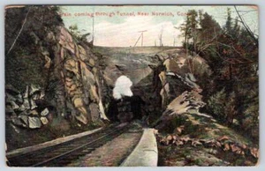 1910's TRAIN TUNNEL NORWICH CONNECTICUT CT ANTIQUE POSTCARD*CORNER CREASE* - Picture 1 of 2