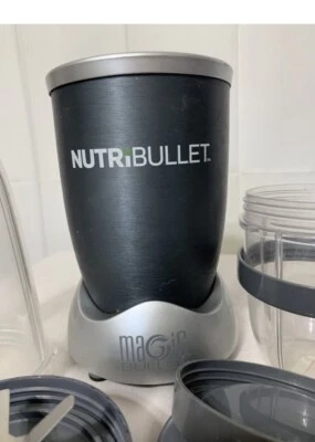 9 Pcs Nutribullet Silver Blender Magic Bullet 3 Glasses 2 Blades Excellent Cond - Image 1 of 4