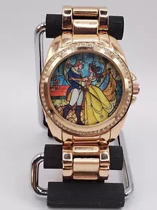 Accutime Disney Unisex Beauty and the Beast Quartz Watch 39mm Round Gold Tone - Picture 1 of 8