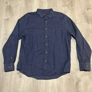 Untuckit Mens Linen Shirt XL Blue Slim Fit Long Sleeve Button Wrinkle Resistant - Picture 1 of 7