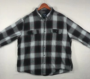 Camicia Faded Glory uomo XL 46/48 grigio rosso quadri flanella bottoni manica lunga - Foto 1 di 10
