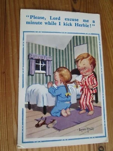 Donald McGill Comic Postcard - "Please, Lord excuse me a minute .." 1951 posted - Picture 1 of 2