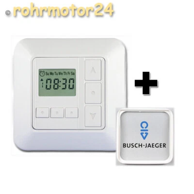 Rolladen Zeitschaltuhr + Busch-Jäger Zwischenrahmen für Rollladen Jalousie Rollo - Bild 1 von 4