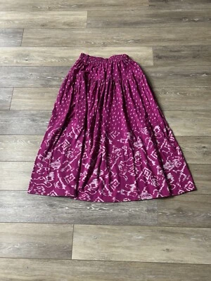 Carol Little for San Tropez Skirt Sz L Pink Batik Maxi Cotton Tropical Vintage - Image 1 of 4