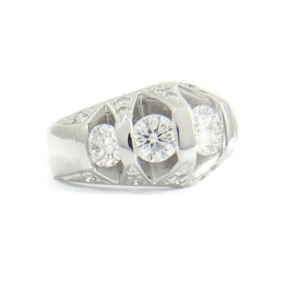 Anillo ancho con cúpula de diamantes pavé conjunto de gemas platino 2,54 CTW Foto 1 de 4