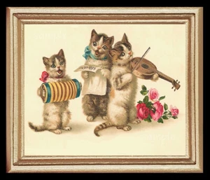 Vintage White Cat Cat Kitten Miniature Dollhouse Art Picture 8653 - Picture 1 of 1