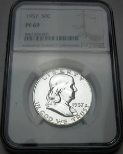 1957 Proof Franklin Half Dollar 90 % PF 69 NGC Proof PR 69 - Picture 1 of 2