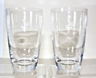 FOSTORIA FORD THUNDERBIRD ROCKS GLASSES Etched 12oz Cocktail Glass Crystal x2