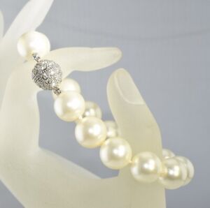 9K Gold Filled 14mm 7" White Shell Pearls Bracelet Wedding Party Gift b5440