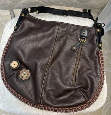 Bolso de Mano CHALA Marrón Oscuro Bandolera/Hombro Hobo Boho 16"x 14" Foto 1 de 4